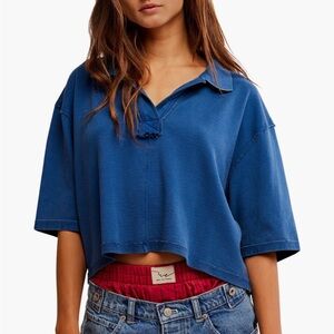 We The Free Navy Cropped Polo